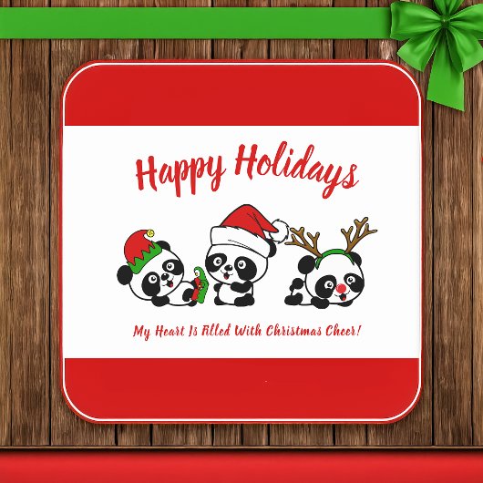 Personalisierte Weihnachten Pandas Rechteckiger Pappuntersetzer