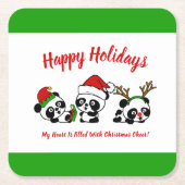 Personalisierte Weihnachten Pandas Rechteckiger Pappuntersetzer (Vorderseite)