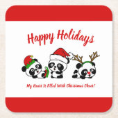 Personalisierte Weihnachten Pandas Rechteckiger Pappuntersetzer (Vorderseite)