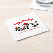 Personalisierte Weihnachten Pandas Rechteckiger Pappuntersetzer (angewinkelt)