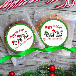 Personalisierte Weihnachten Pandas Runder Aufkleber