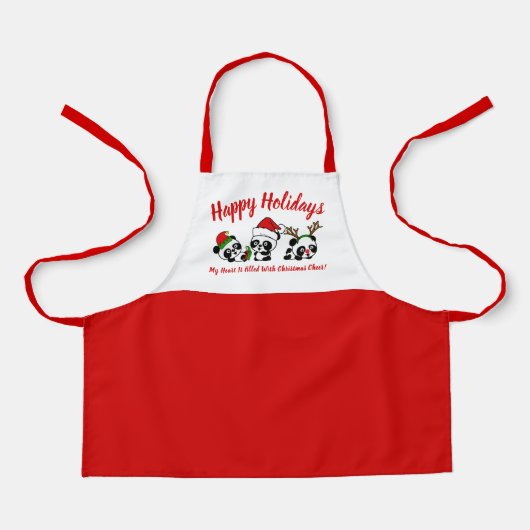 Personalisierte Weihnachten Pandas Schürze (Vorderseite)