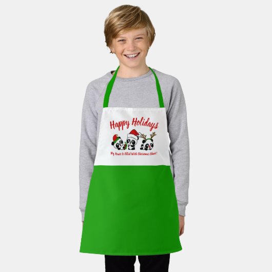 Personalisierte Weihnachten Pandas Schürze (Getragen)