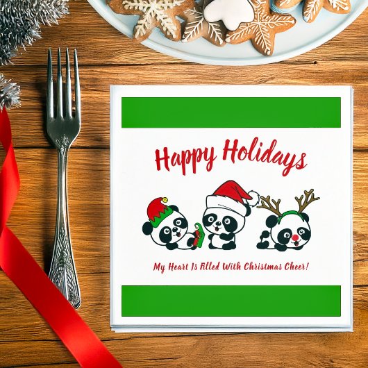 Personalisierte Weihnachten Pandas Serviette