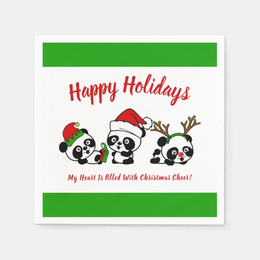 Personalisierte Weihnachten Pandas Serviette (Vorderseite)