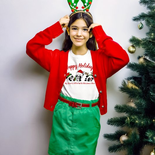 Personalisierte Weihnachten Pandas T-Shirt