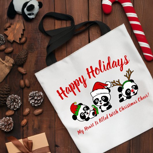 Personalisierte Weihnachten Pandas Tasche
