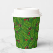 Personalisierte Weihnachten Pinecones & Berries Pappbecher (Rückseite)