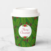 Personalisierte Weihnachten Pinecones & Berries Pappbecher (Vorderseite)