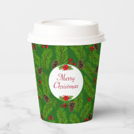 Personalisierte Weihnachten Pinecones & Berries Pappbecher