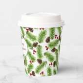 Personalisierte Weihnachten Pinecones & Berries Pappbecher (Links)