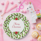 Personalisierte Weihnachten Pinecones & Red Berrie Pappteller (Party)