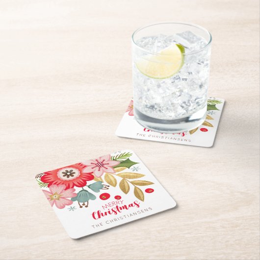 Personalisierte Weihnachten Rechteckiger Pappuntersetzer (Vor Ort)