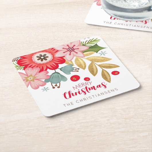 Personalisierte Weihnachten Rechteckiger Pappuntersetzer (angewinkelt)