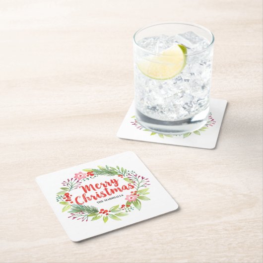 Personalisierte Weihnachten Rechteckiger Pappuntersetzer (Vor Ort)