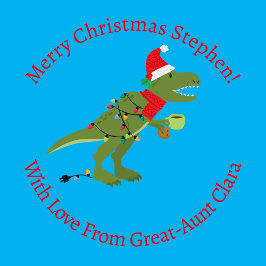 Personalisierte Weihnachten T-Rex Dinosaur Blue Geschenkpapier