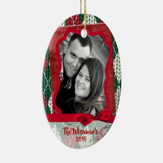 Personalisierte Weihnachten Ugly Sweater FOTO Orna Keramik Ornament (Rechts)