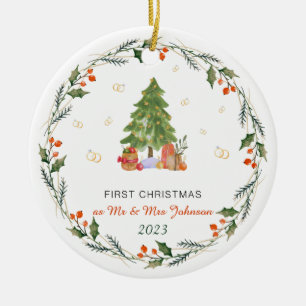 Personalisierte Weihnachten Verheiratet Keramik Ornament