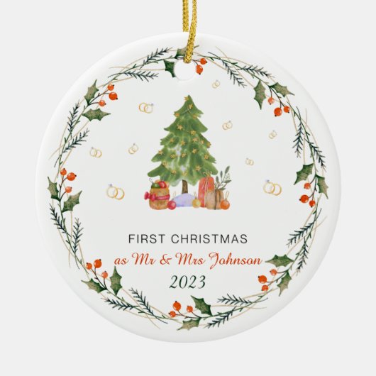 Personalisierte Weihnachten Verheiratet Keramik Ornament (Vorne)