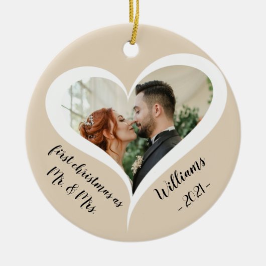 Personalisierte Weihnachten Verheiratet Keramik Ornament (Vorne)