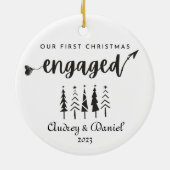 Personalisierte Weihnachten Verlobt Keramik Ornament (Hinten)