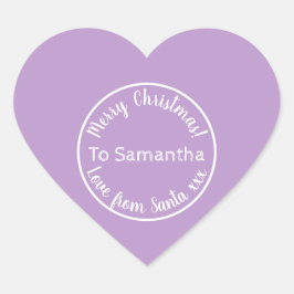 Personalisierte Weihnachten von Santa Lila Lilac Herz-Aufkleber