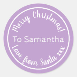 Personalisierte Weihnachten von Santa Lila Lilac Runder Aufkleber