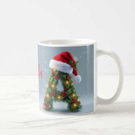 Personalisierte Weihnachts-Anfangsbuchstabe-Traget Kaffeetasse (Rechts)