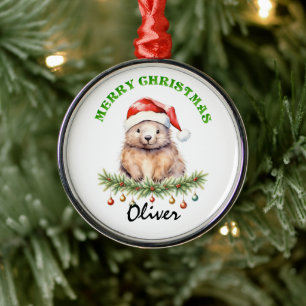 Personalisierte Weihnachts-Aussie-Tiere Wombat Ornament Aus Metall