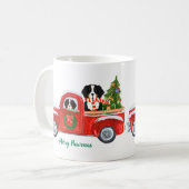 Personalisierte Weihnachts-Berner Hunde Red Truck Kaffeetasse (Vorderseite Links)