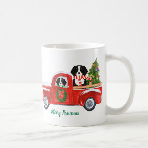 Personalisierte Weihnachts Berner Hunde Roter LKW Kaffeetasse