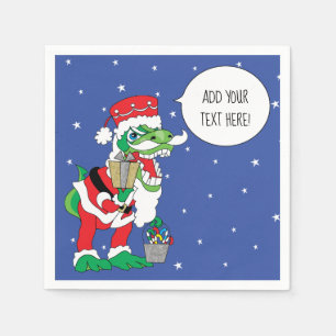 Personalisierte Weihnachts-Cocktailservietten Dino Serviette