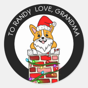 Personalisierte Weihnachts-Corgi zu und von Gesche Runder Aufkleber