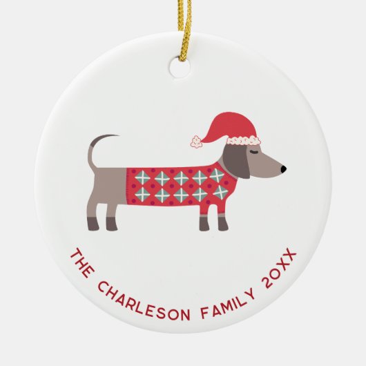 Personalisierte Weihnachts-Dackel Dog Spaß Keramik Ornament (Vorne)