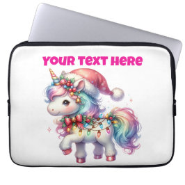 Personalisierte Weihnachts-Einhorn-Laptop-Tasche 1 Laptopschutzhülle