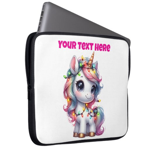 Personalisierte Weihnachts-Einhorn-Laptop-Tasche 1 Laptopschutzhülle (Vorne Rechts)