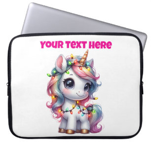 Personalisierte Weihnachts-Einhorn-Laptop-Tasche 1 Laptopschutzhülle