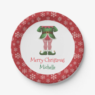 Personalisierte Weihnachts-Feiertags-Elfenfüße Sch Pappteller