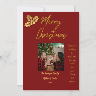 Personalisierte Weihnachts-Foto-Karte für Paare Ro Feiertagskarte
