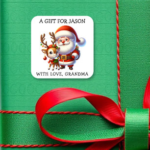Personalisierte Weihnachts-Geschenkanhänger  Quadratischer Aufkleber