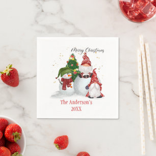 Personalisierte Weihnachts-Gnome Weihnachtsserviet Serviette
