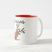 Personalisierte Weihnachts-Hirsch-Weihnachtsfeier  Zweifarbige Tasse (VorderseiteRechts)