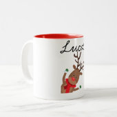 Personalisierte Weihnachts-Hirsch-Weihnachtsfeier  Zweifarbige Tasse (Vorderseite Links)