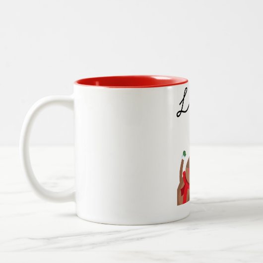 Personalisierte Weihnachts-Hirsch-Weihnachtsfeier Zweifarbige Tasse (Links)