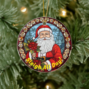 Personalisierte Weihnachts-Jingle Sleigh Der ganze Keramik Ornament