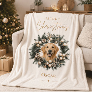 Personalisierte Weihnachts-Kranz-Decke mit Haustie Fleecedecke