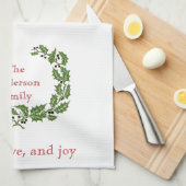 Personalisierte Weihnachts-Liebe Joy Wreath Geschirrtuch (Viertel Falte)