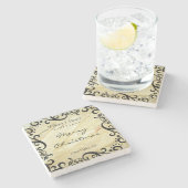 Personalisierte Weihnachts-Marmor-Schrift-Weinflas Steinuntersetzer (Seitenansicht)