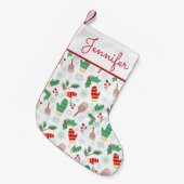 Personalisierte Weihnachts-Mitten & Holly Kleiner Weihnachtsstrumpf (Vorderansicht (hängend))