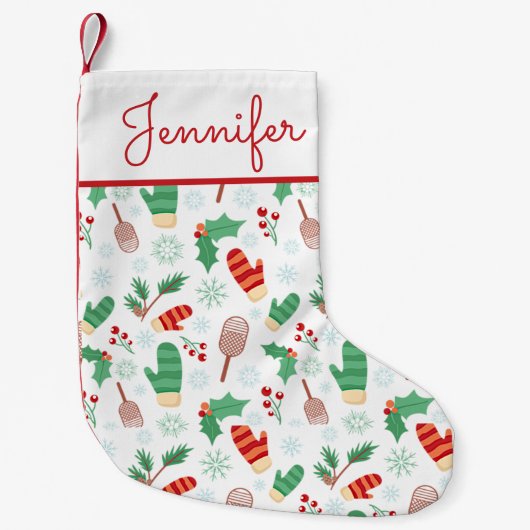 Personalisierte Weihnachts-Mitten & Holly Kleiner Weihnachtsstrumpf (Vorderseite)